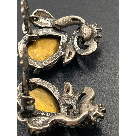 Florenza‎ Signed Vintage Blue Purple Iridescent Glass Bracelet earring Set - Picture 8 of 11